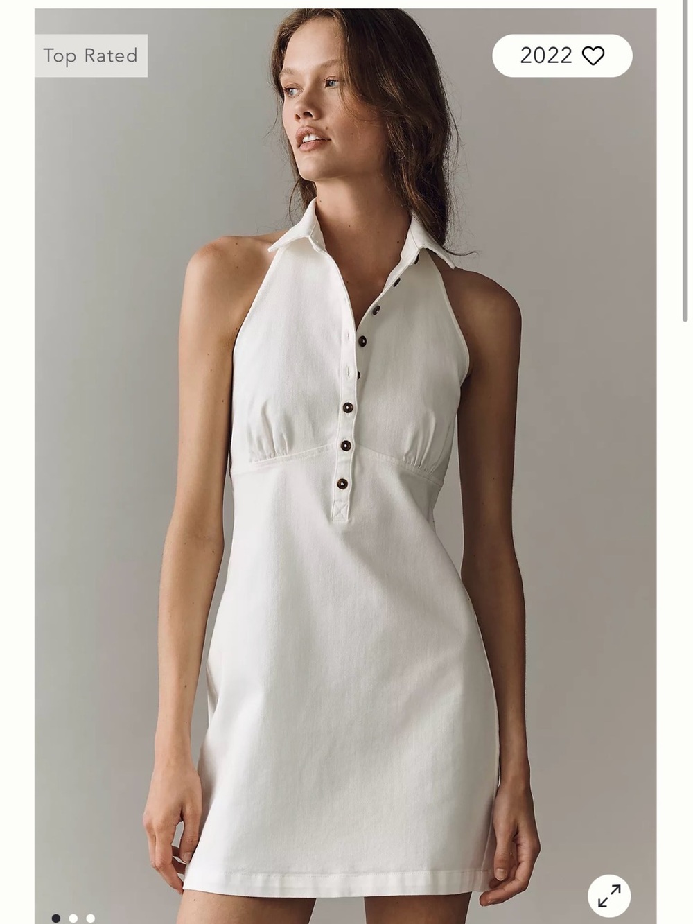 Pilcro White Halter Collar Button-Front A-Line Dress